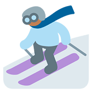 ⛷🏾 Emoji Esquiador, Tono De Piel Oscuro Medio en Twitter Twemoji 11.1.