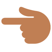 👈🏾 Emoji nach links weisender Zeigefinger: mitteldunkle Hautfarbe Twitter Twemoji 11.1.
