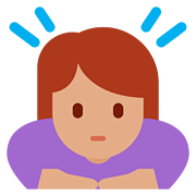 Emoji 🙇🏽‍♀️ Donna Che Fa Inchino Profondo: Carnagione Olivastra su Twitter Twemoji 11.1.