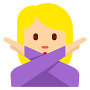 🙅🏼‍♀️ Emoji Mujer Haciendo El Gesto De «no»: Tono De Piel Claro Medio en Twitter Twemoji 11.1.