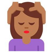 💆🏾‍♀️ Emoji Frau, die eine Kopfmassage bekommt: mitteldunkle Hautfarbe Twitter Twemoji 11.1.