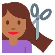 💇🏾‍♀️ Emoji Frau beim Haareschneiden: mitteldunkle Hautfarbe Twitter Twemoji 11.1.