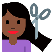 💇🏿‍♀️ Emoji Mujer Cortándose El Pelo: Tono De Piel Oscuro en Twitter Twemoji 11.1.