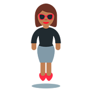 🕴🏾‍♀️ Emoji Frau im Business-Anzug schwebend: mitteldunkle Hautfarbe Twitter Twemoji 11.1.