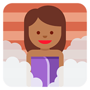🧖🏾‍♀️ Emoji Mulher Na Sauna: Pele Morena Escura na Twitter Twemoji 11.1.