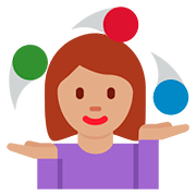 Emoji 🤹🏽‍♀️ Giocoliere Donna: Carnagione Olivastra su Twitter Twemoji 11.1.