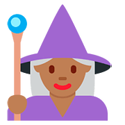 🧙🏾‍♀️ Emoji Maga: Tono De Piel Oscuro Medio en Twitter Twemoji 11.1.