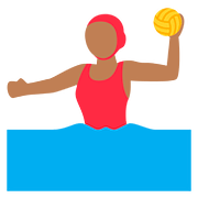 🤽🏾‍♀️ Emoji Mujer Jugando Al Waterpolo: Tono De Piel Oscuro Medio en Twitter Twemoji 11.1.