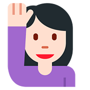 🙋🏻‍♀️ Emoji Frau mit erhobenem Arm: helle Hautfarbe Twitter Twemoji 11.1.