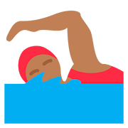 🏊🏾‍♀️ Emoji Mujer Nadando: Tono De Piel Oscuro Medio en Twitter Twemoji 11.1.