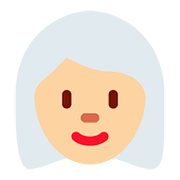 👩🏼‍🦳 Emoji Frau: mittelhelle Hautfarbe, weißes Haar Twitter Twemoji 11.1.