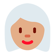 Émoji 👩🏽‍🦳 Femme : Peau Légèrement Mate Et Cheveux Blancs sur Twitter Twemoji 11.1.
