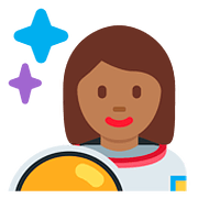 👩🏾‍🚀 Emoji Astronautin: mitteldunkle Hautfarbe Twitter Twemoji 11.2.