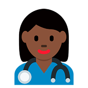 Emoji 👩🏿‍⚕️ Operatrice Sanitaria: Carnagione Scura su Twitter Twemoji 11.2.
