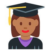 👩🏾‍🎓 Emoji Estudiante Mujer: Tono De Piel Oscuro Medio en Twitter Twemoji 11.2.