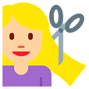 💇🏼 Emoji Persona Cortándose El Pelo: Tono De Piel Claro Medio en Twitter Twemoji 11.2.