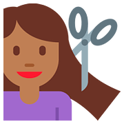 💇🏾 Emoji Person beim Haareschneiden: mitteldunkle Hautfarbe Twitter Twemoji 11.2.