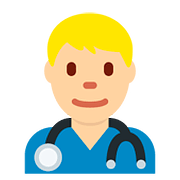 👨🏼‍⚕️ Emoji Profesional Sanitario Hombre: Tono De Piel Claro Medio en Twitter Twemoji 11.2.