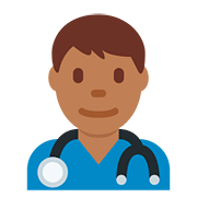 👨🏾‍⚕️ Emoji Profesional Sanitario Hombre: Tono De Piel Oscuro Medio en Twitter Twemoji 11.2.