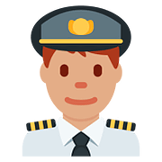 👨🏽‍✈️ Emoji Piloto De Avião Homem: Pele Morena na Twitter Twemoji 11.2.