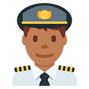 👨🏾‍✈️ Emoji Piloto De Avião Homem: Pele Morena Escura na Twitter Twemoji 11.2.
