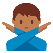 🙅🏾‍♂️ Emoji Hombre Haciendo El Gesto De «no»: Tono De Piel Oscuro Medio en Twitter Twemoji 11.2.