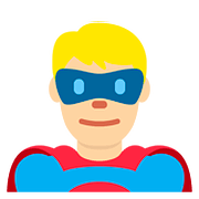 Émoji 🦸🏼‍♂️ Super-héros Homme : Peau Moyennement Claire sur Twitter Twemoji 11.2.
