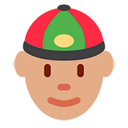 👲🏽 Emoji Mann mit chinesischem Hut: mittlere Hautfarbe Twitter Twemoji 11.2.