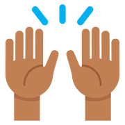 🙌🏾 Emoji zwei erhobene Handflächen: mitteldunkle Hautfarbe Twitter Twemoji 11.2.