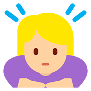 🙇🏼‍♀️ Emoji Mujer Haciendo Una Reverencia: Tono De Piel Claro Medio en Twitter Twemoji 11.2.