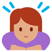Emoji 🙇🏽‍♀️ Donna Che Fa Inchino Profondo: Carnagione Olivastra su Twitter Twemoji 11.2.