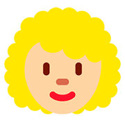 👩🏼‍🦱 Emoji Frau: mittelhelle Hautfarbe, lockiges Haar Twitter Twemoji 11.2.
