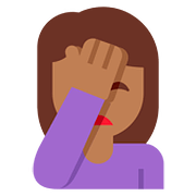 🤦🏾‍♀️ Emoji sich an den Kopf fassende Frau: mitteldunkle Hautfarbe Twitter Twemoji 11.2.