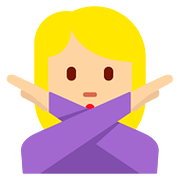🙅🏼‍♀️ Emoji Frau mit überkreuzten Armen: mittelhelle Hautfarbe Twitter Twemoji 11.2.