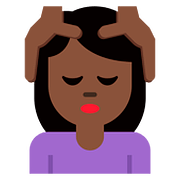 💆🏿‍♀️ Emoji Frau, die eine Kopfmassage bekommt: dunkle Hautfarbe Twitter Twemoji 11.2.