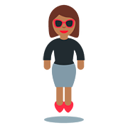 🕴🏾‍♀️ Emoji Mujer En Traje De Negocios Levitando: Tono De Piel Oscuro Medio en Twitter Twemoji 11.2.