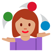 Emoji 🤹🏽‍♀️ Giocoliere Donna: Carnagione Olivastra su Twitter Twemoji 11.2.