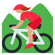 🚵🏽‍♀️ Emoji Mountainbikerin: mittlere Hautfarbe Twitter Twemoji 11.2.