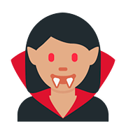 🧛🏽‍♀️ Emoji weiblicher Vampir: mittlere Hautfarbe Twitter Twemoji 11.2.