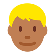 👱🏾‍♂️ Emoji Mann: mitteldunkle Hautfarbe, blond Twitter Twemoji 12.0.