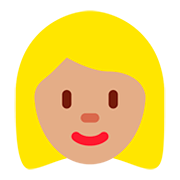 👱🏽‍♀️ Emoji Frau: mittlere Hautfarbe, blond Twitter Twemoji 12.0.