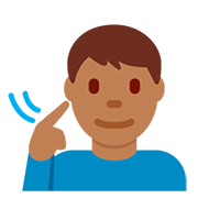 Emoji 🧏🏾‍♂️ Uomo Con Problemi Di Udito: Carnagione Abbastanza Scura su Twitter Twemoji 12.0.