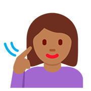 Emoji 🧏🏾‍♀️ Donna Con Problemi Di Udito: Carnagione Abbastanza Scura su Twitter Twemoji 12.0.