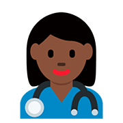Emoji 👩🏿‍⚕️ Operatrice Sanitaria: Carnagione Scura su Twitter Twemoji 12.0.