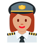 Émoji 👩🏽‍✈️ Pilote Femme : Peau Légèrement Mate sur Twitter Twemoji 12.0.