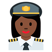 👩🏿‍✈️ Emoji Pilotin: dunkle Hautfarbe Twitter Twemoji 12.0.