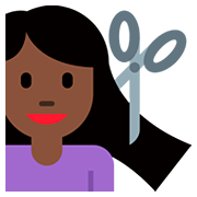 💇🏿 Emoji Persona Cortándose El Pelo: Tono De Piel Oscuro en Twitter Twemoji 12.0.