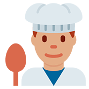 Émoji 👨🏽‍🍳 Cuisinier : Peau Légèrement Mate sur Twitter Twemoji 12.0.
