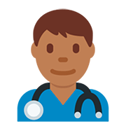 👨🏾‍⚕️ Emoji Profesional Sanitario Hombre: Tono De Piel Oscuro Medio en Twitter Twemoji 12.0.