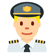 👨🏼‍✈️ Emoji Pilot: mittelhelle Hautfarbe Twitter Twemoji 12.0.
